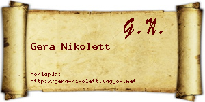 Gera Nikolett névjegykártya